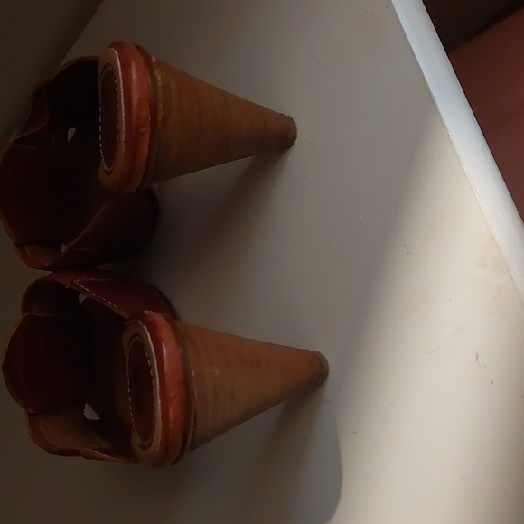 Frye Brown Leather Studded Heeled Sandals - Picture 4 of 5